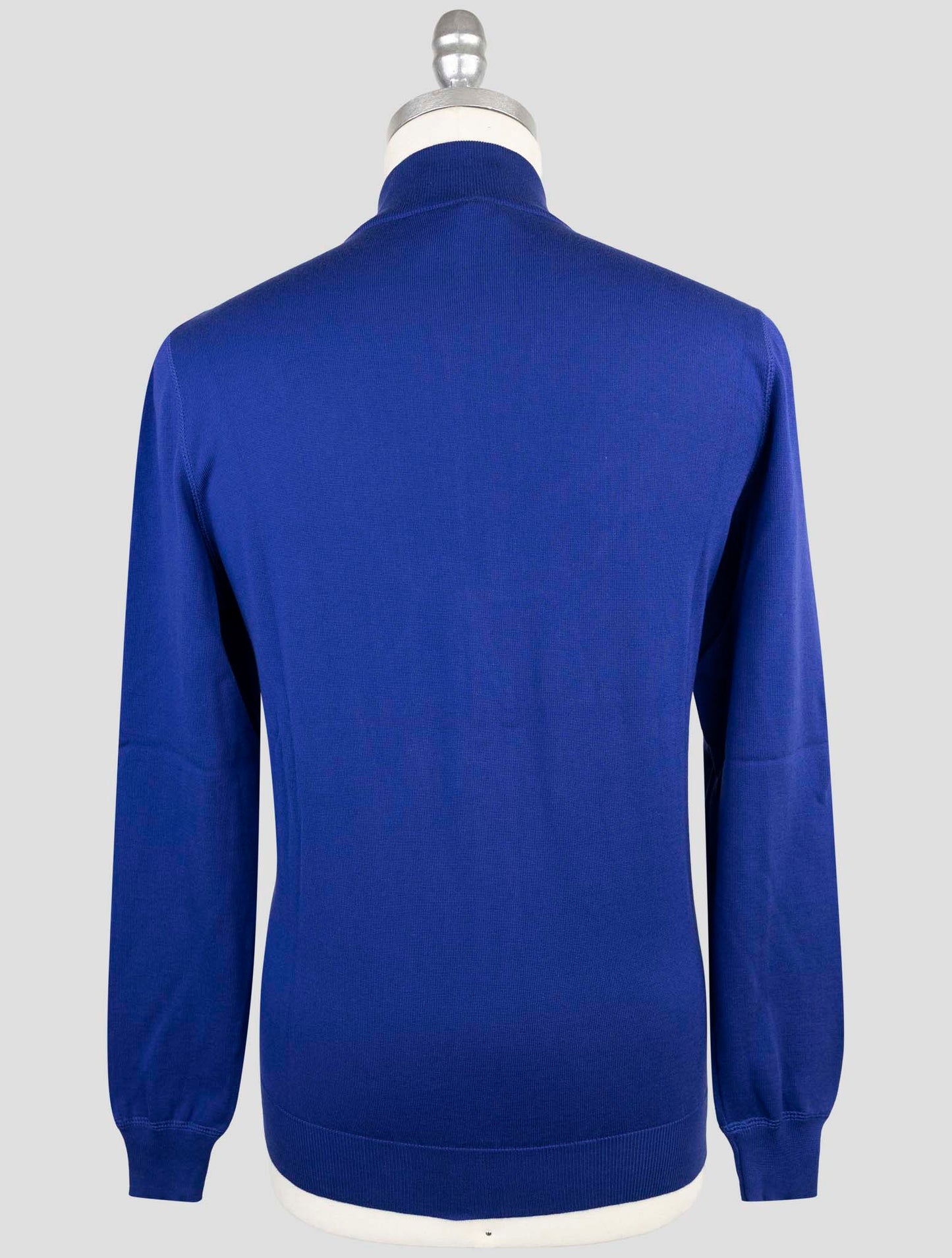 Kiton Blue Cotton Sweater Full Zip
