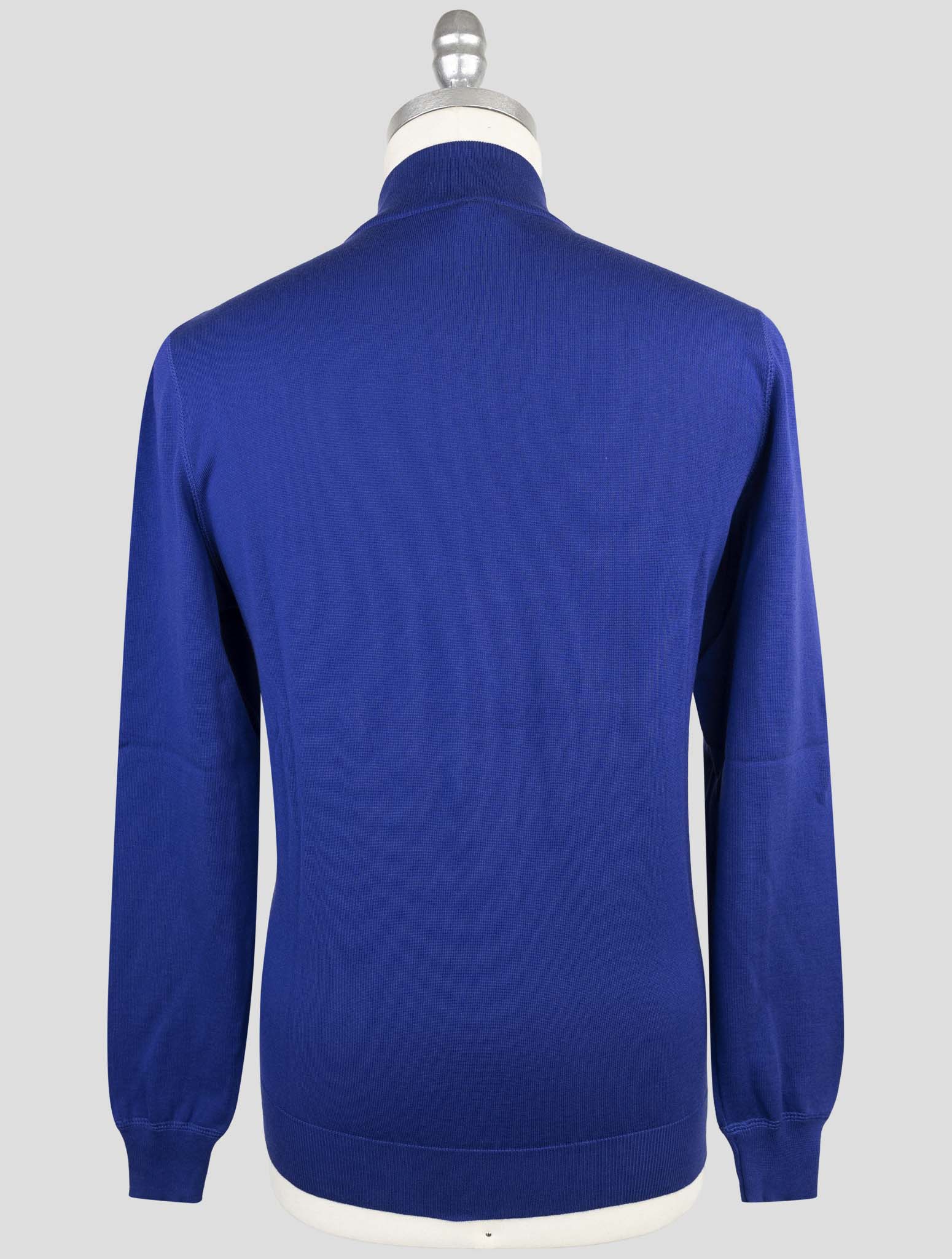 Kiton Blue Cotton Sweater Full Zip