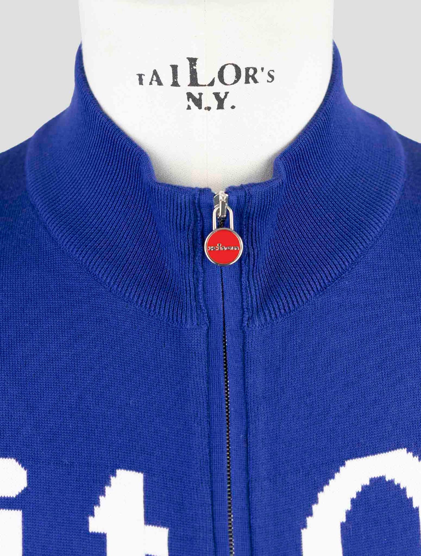 Kiton Blue Cotton Sweater Full Zip