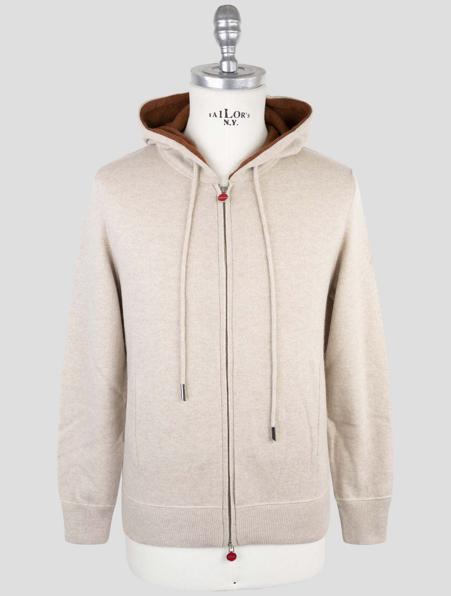 Kiton Beige Cashmere Sweater Full Zip