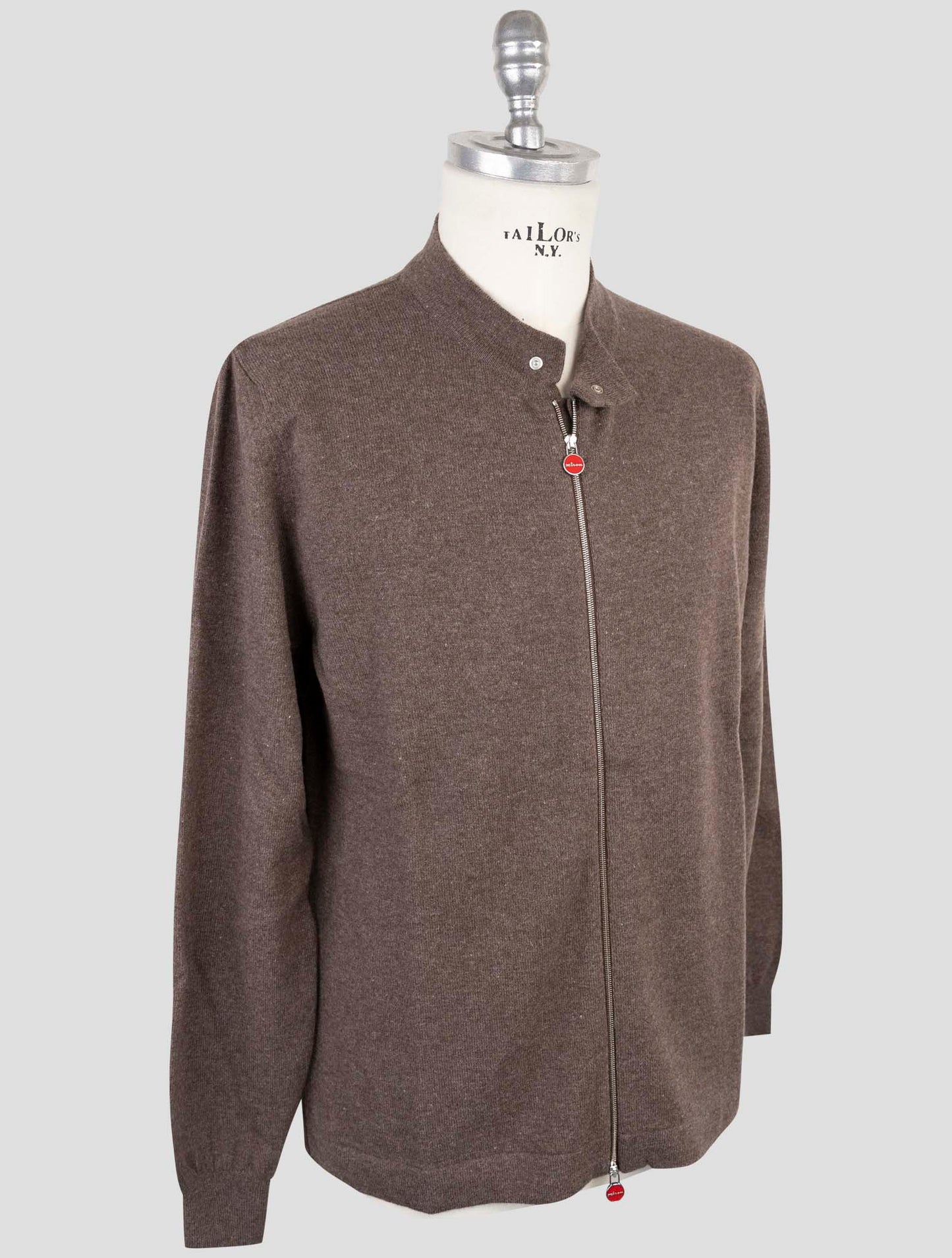 Kiton Brown Wool Sweater Full Zip