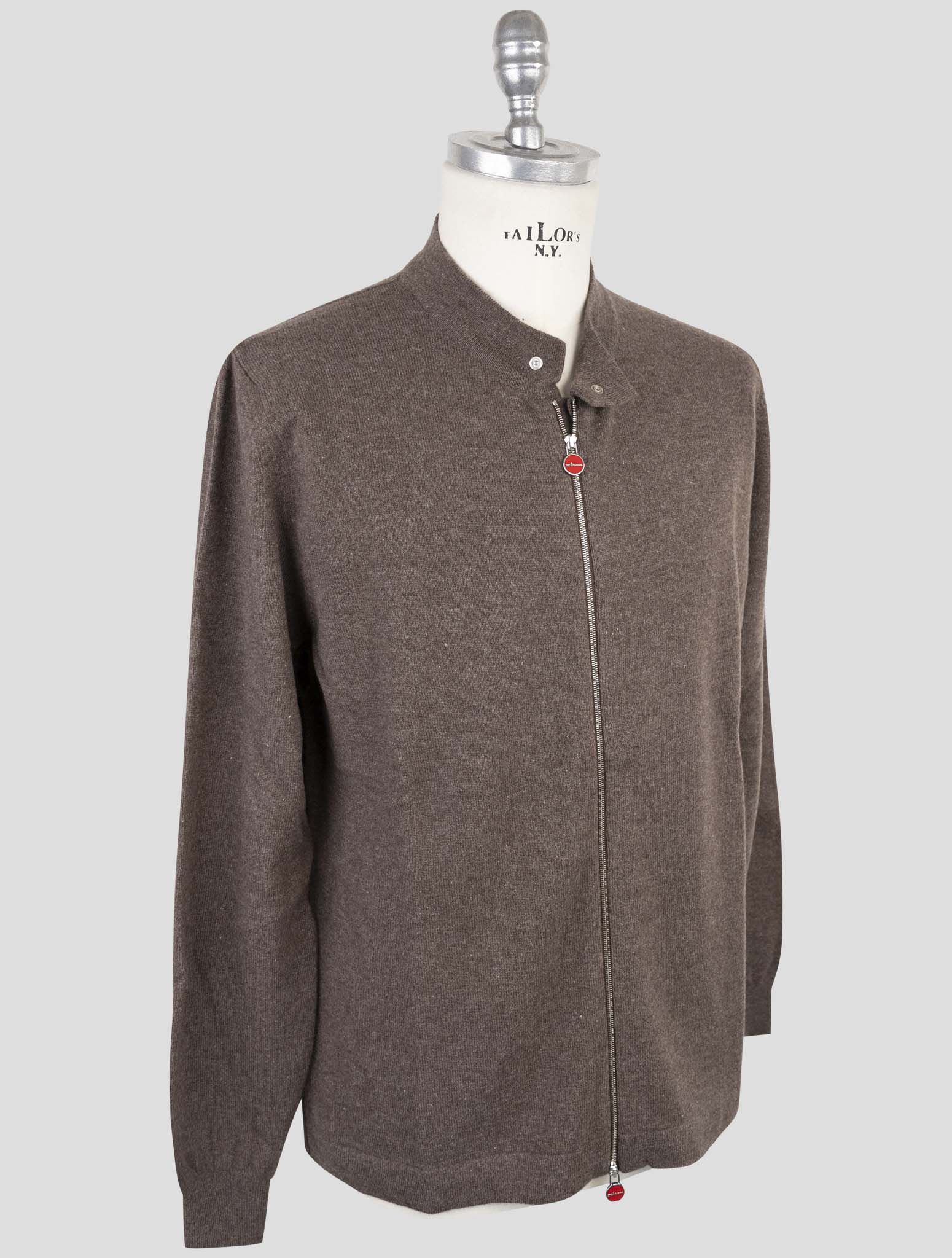 Kiton Brown Wool Sweater Full Zip