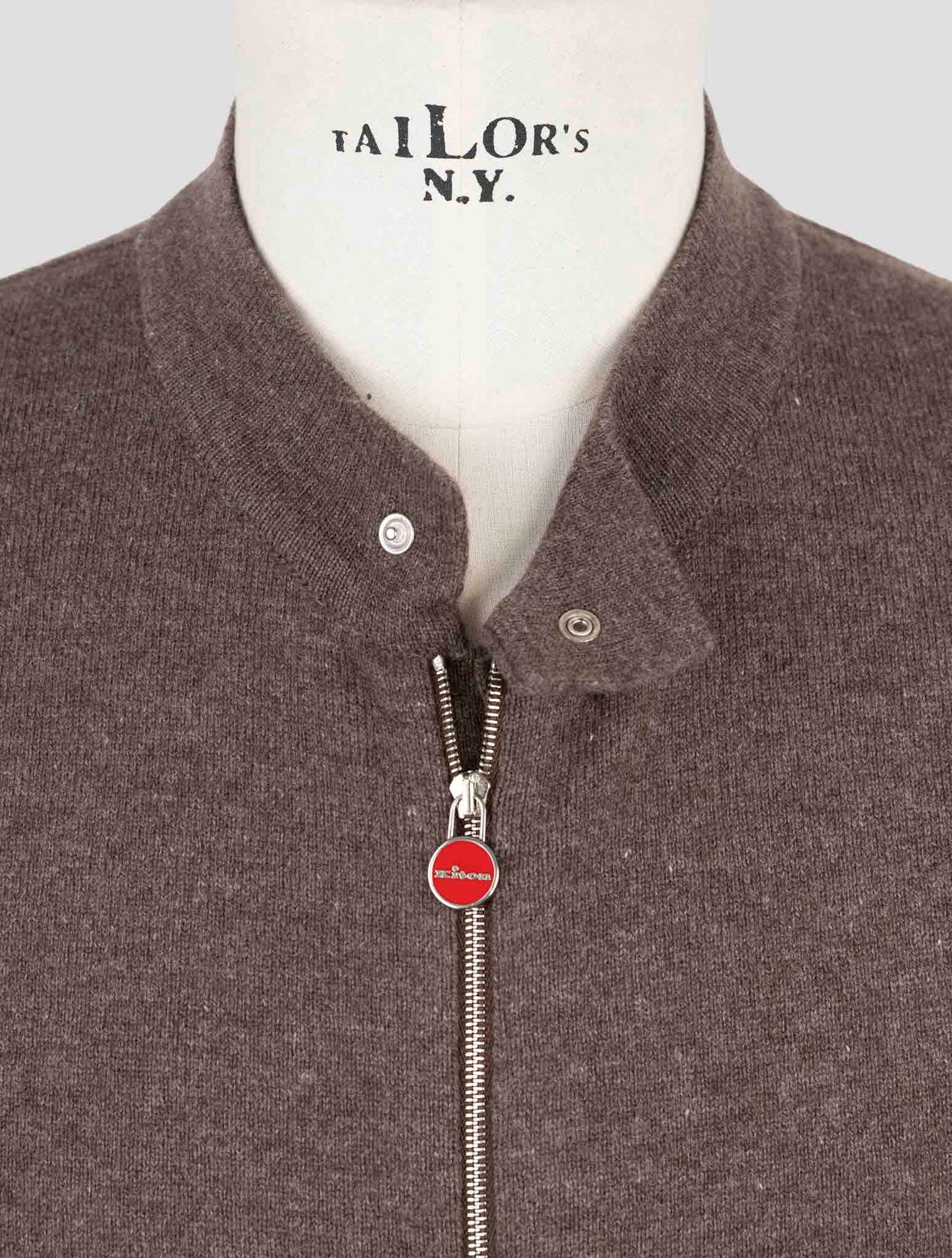 Kiton Brown Wool Sweater Full Zip