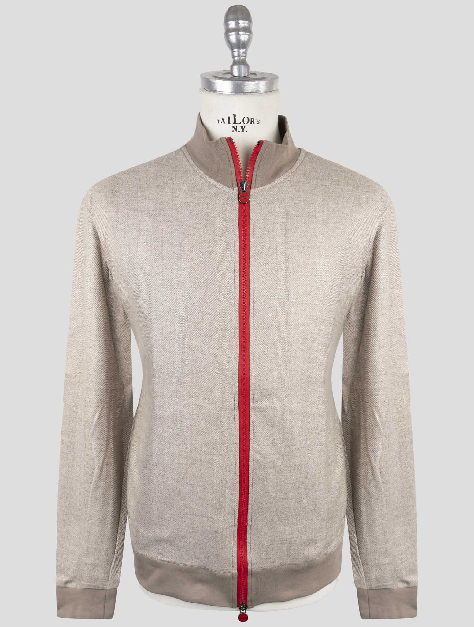 Kiton Taupe Cashmere Sweater Full Zip