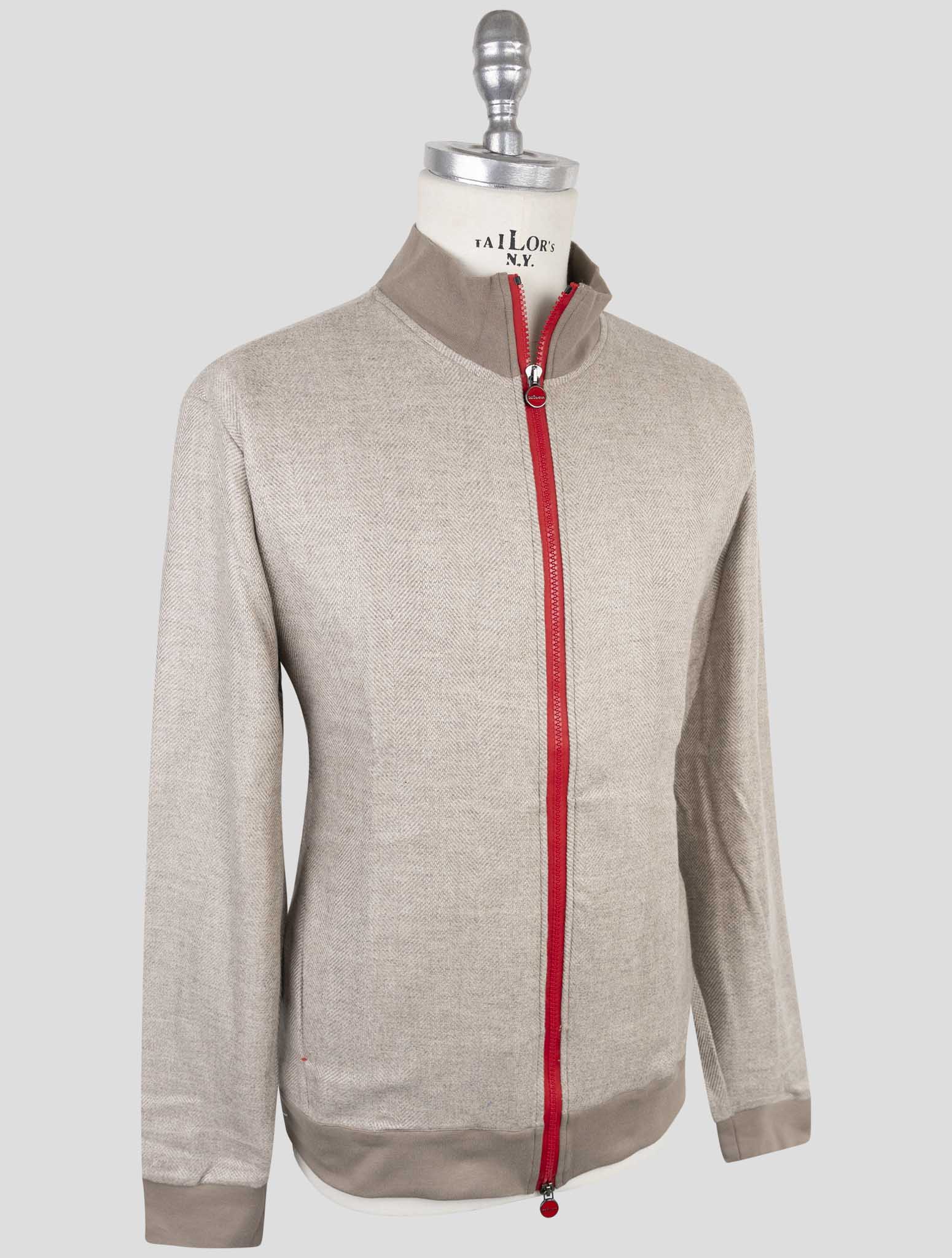 Kiton Taupe Cashmere Sweater Full Zip