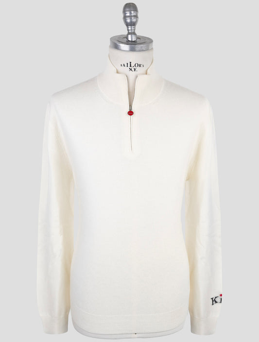 Kiton White Cashmere Sweater Half Zip
