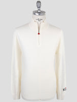 Kiton White Cashmere Sweater Half Zip