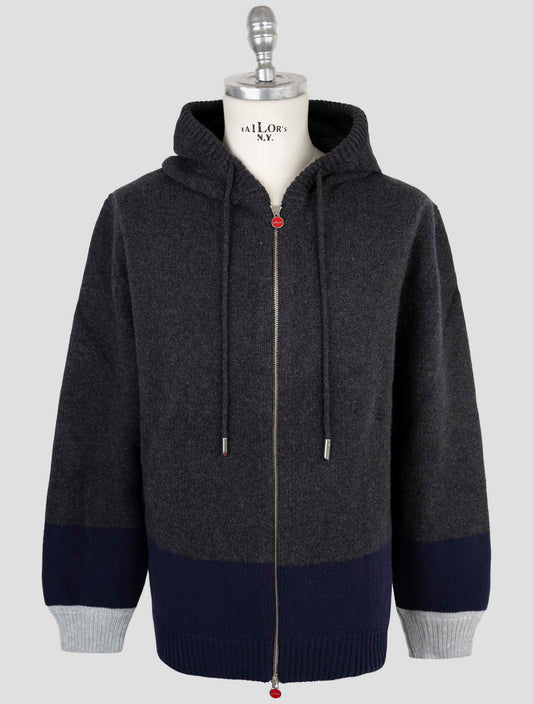 Kiton Multicolor Wool Sweater Full Zip Hoodie