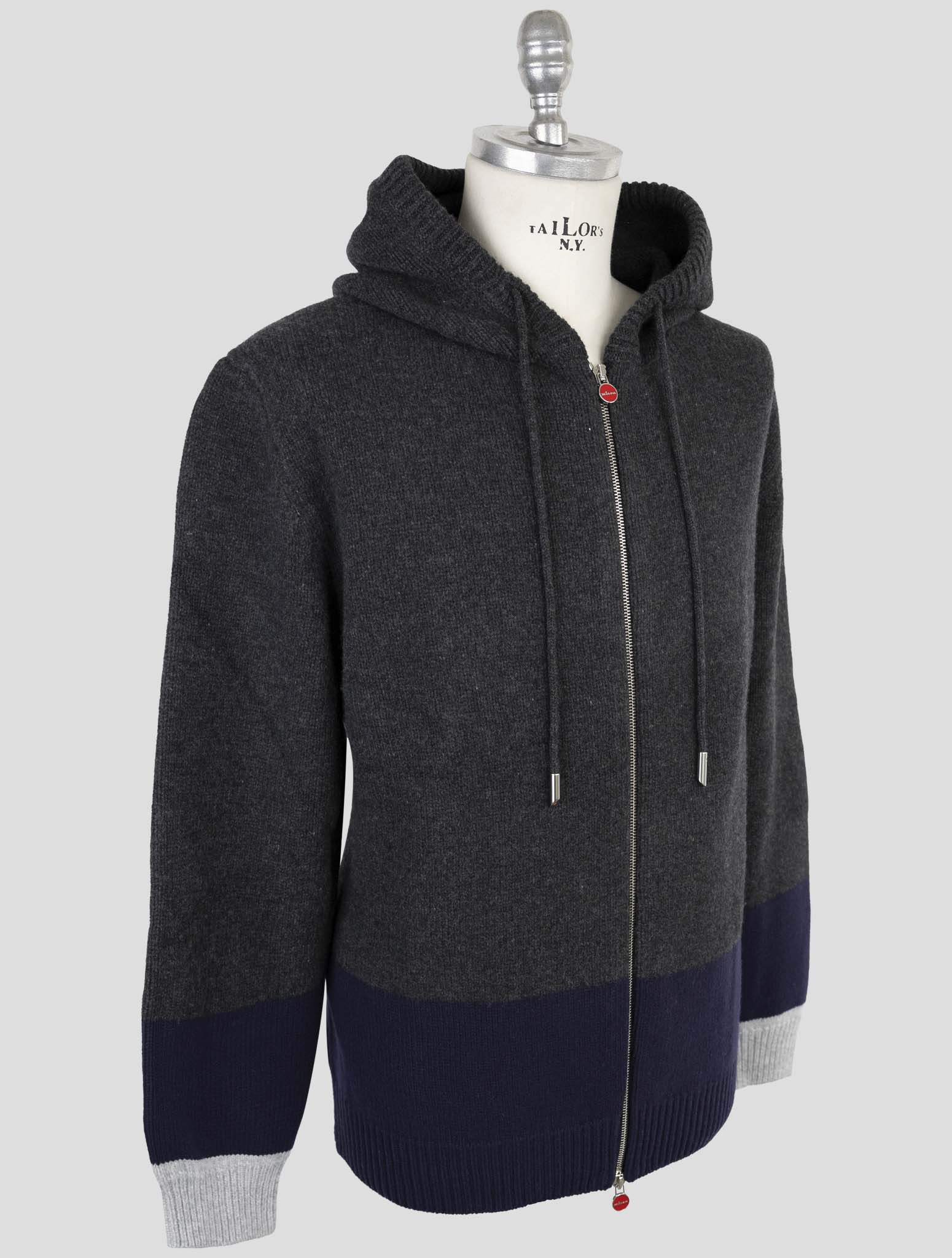 Kiton Multicolor Wool Sweater Full Zip Hoodie