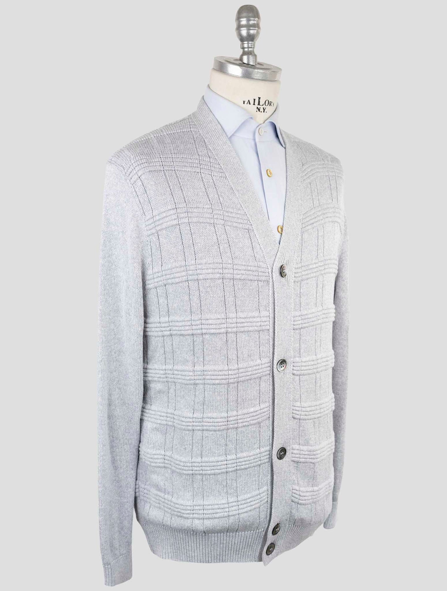 Kiton Gray Silk Cotton Sweater Cardigan
