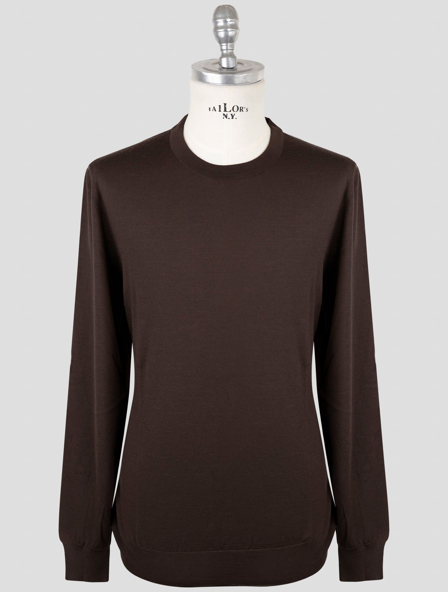 Kiton Brown Wool Sweater Crewneck
