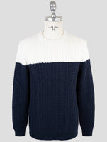 Kiton Blue White Cashmere Sweater Crewneck