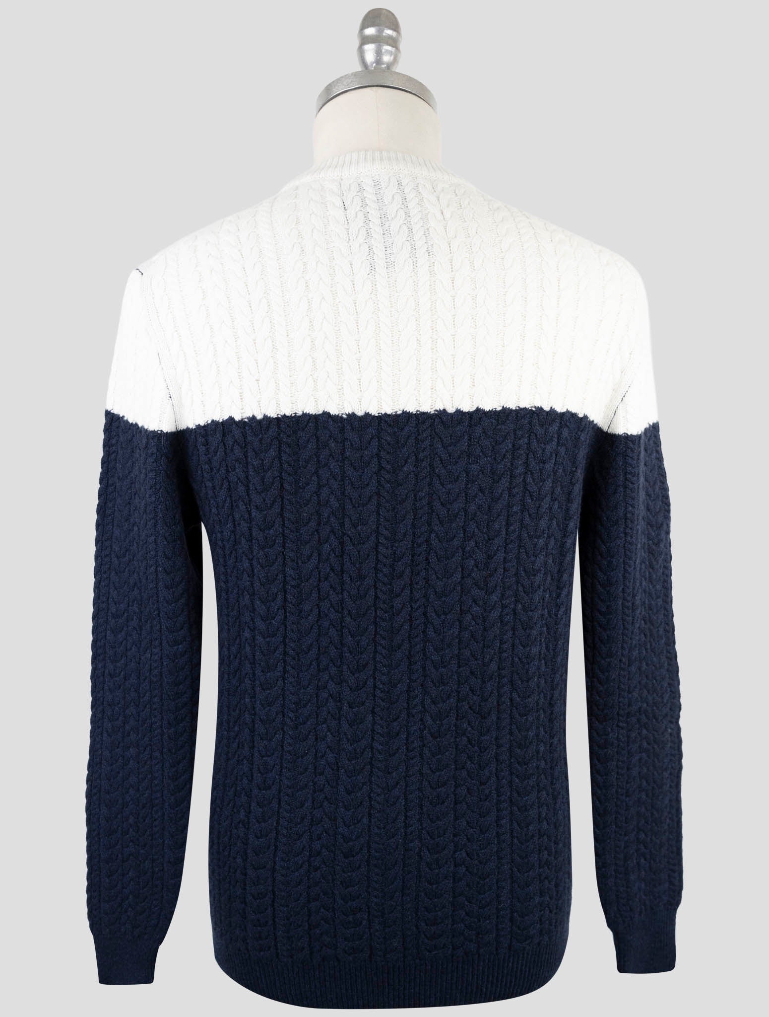 Kiton Blue White Cashmere Sweater Crewneck