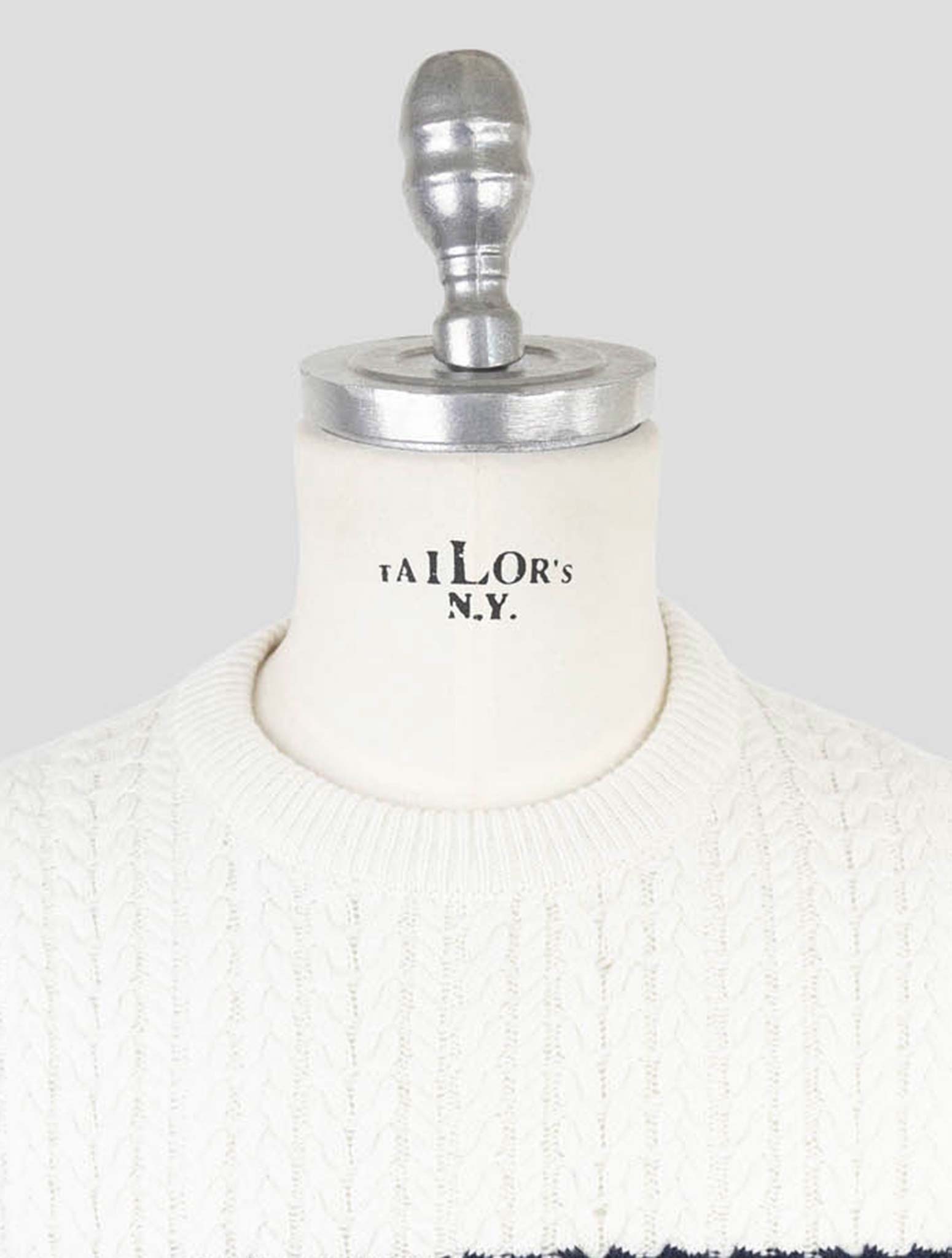 Kiton Blue White Cashmere Sweater Crewneck