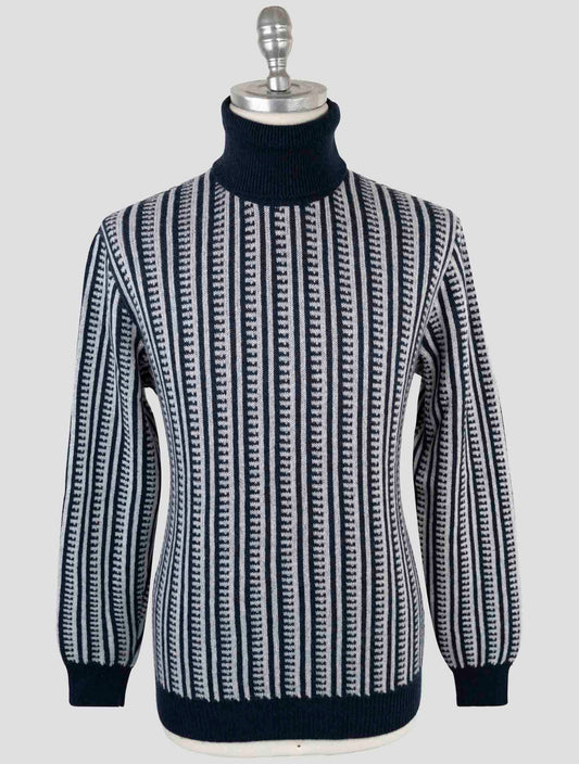 Kiton Blue Gray Cashmere Sweater Turtleneck