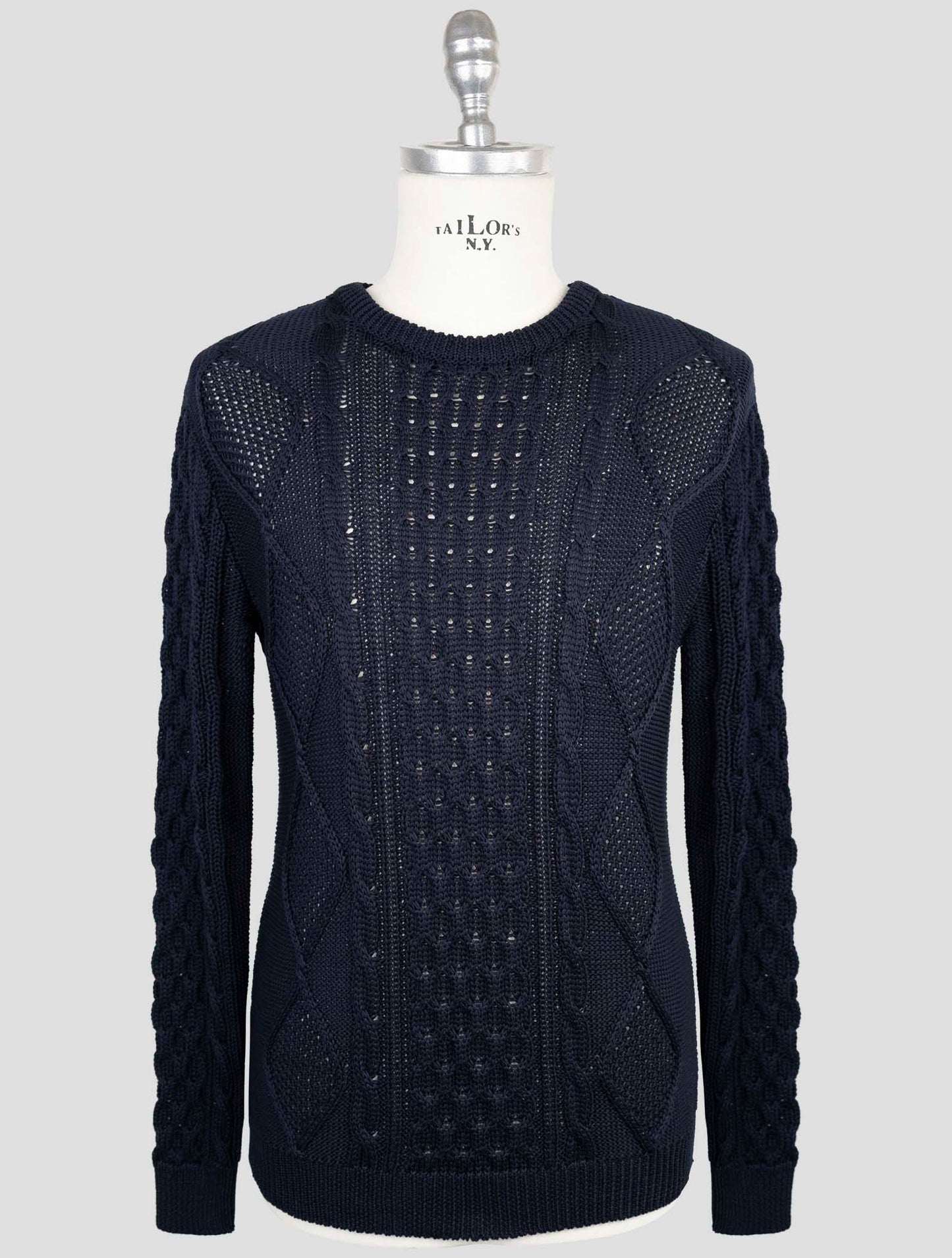 Kiton Blue Cotton Sweater Crewneck