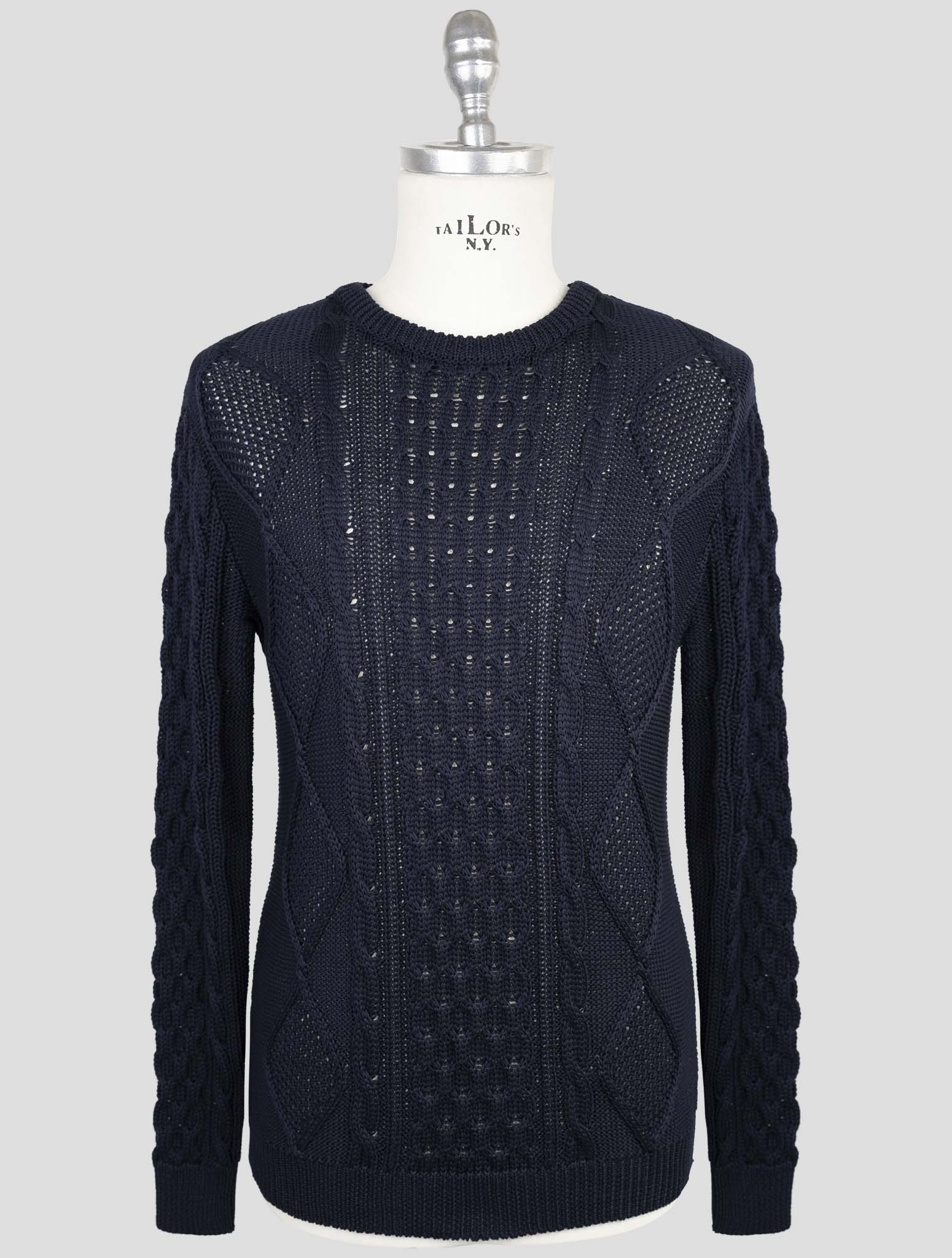 Kiton Blue Cotton Sweater Crewneck