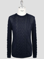 Kiton Blue Cotton Sweater Crewneck