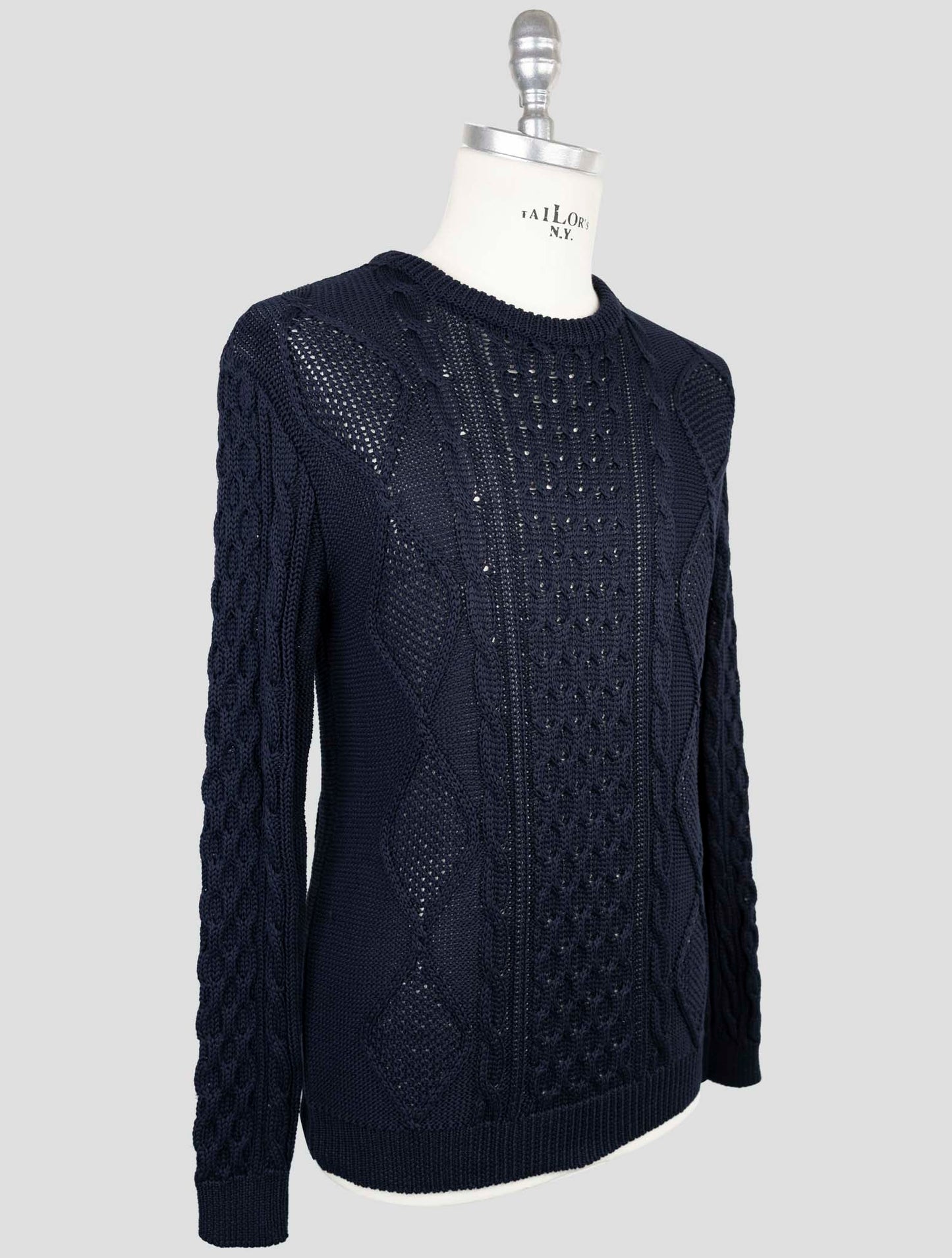 Kiton Blue Cotton Sweater Crewneck
