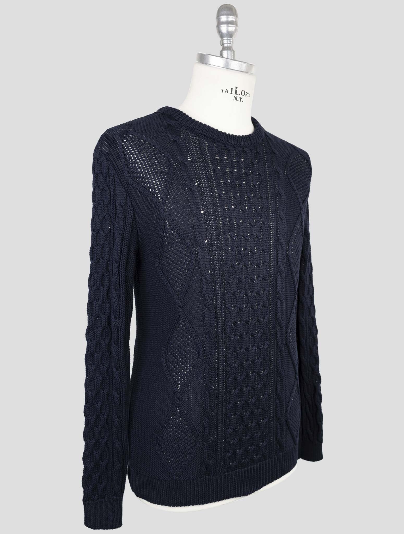 Kiton Blue Cotton Sweater Crewneck