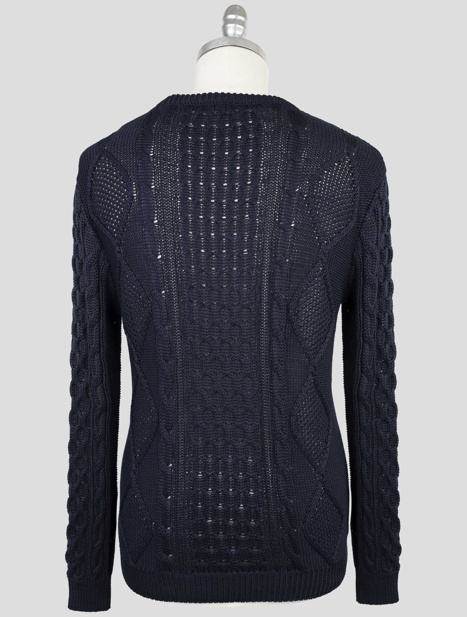 Kiton Blue Cotton Sweater Crewneck