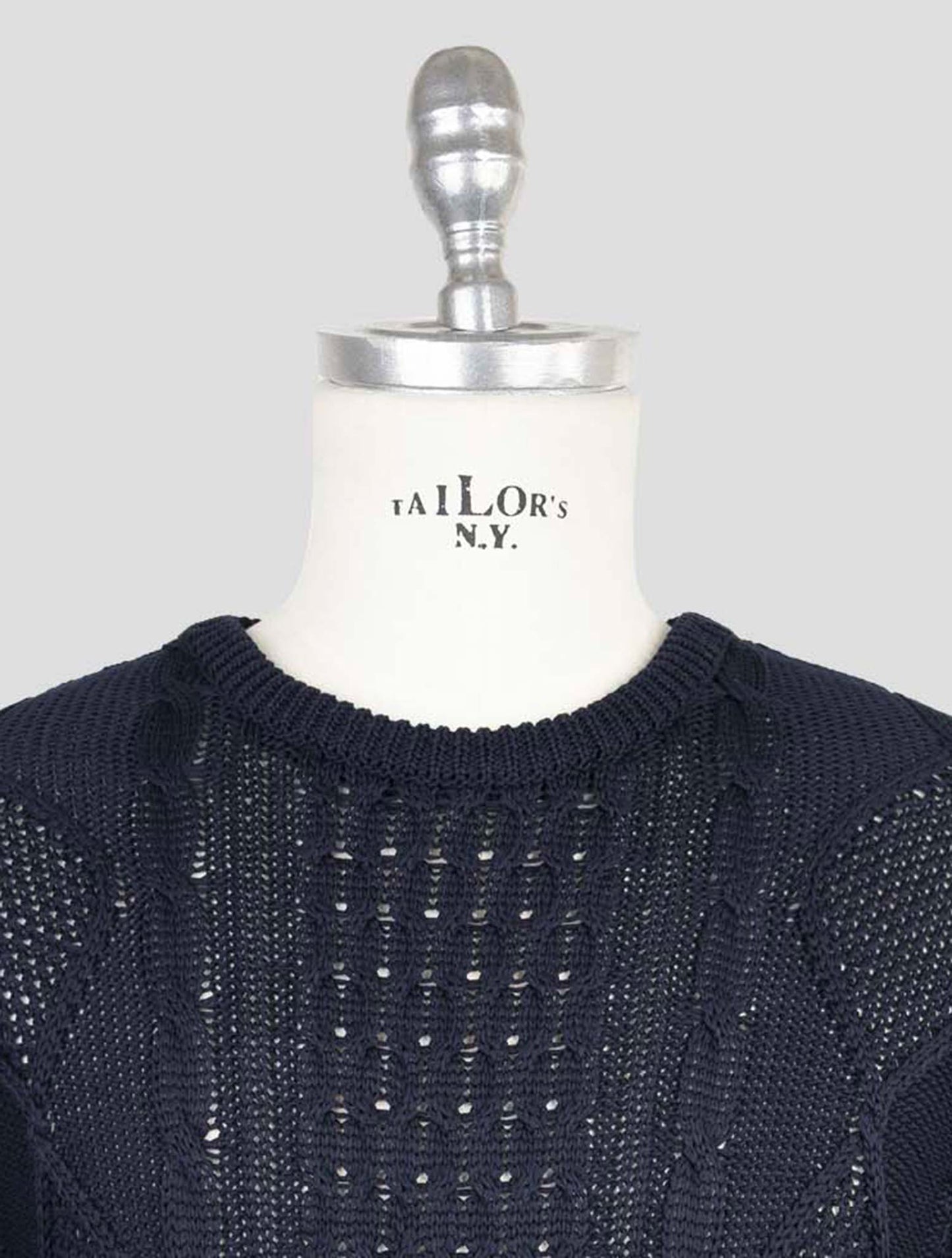 Kiton Blue Cotton Sweater Crewneck