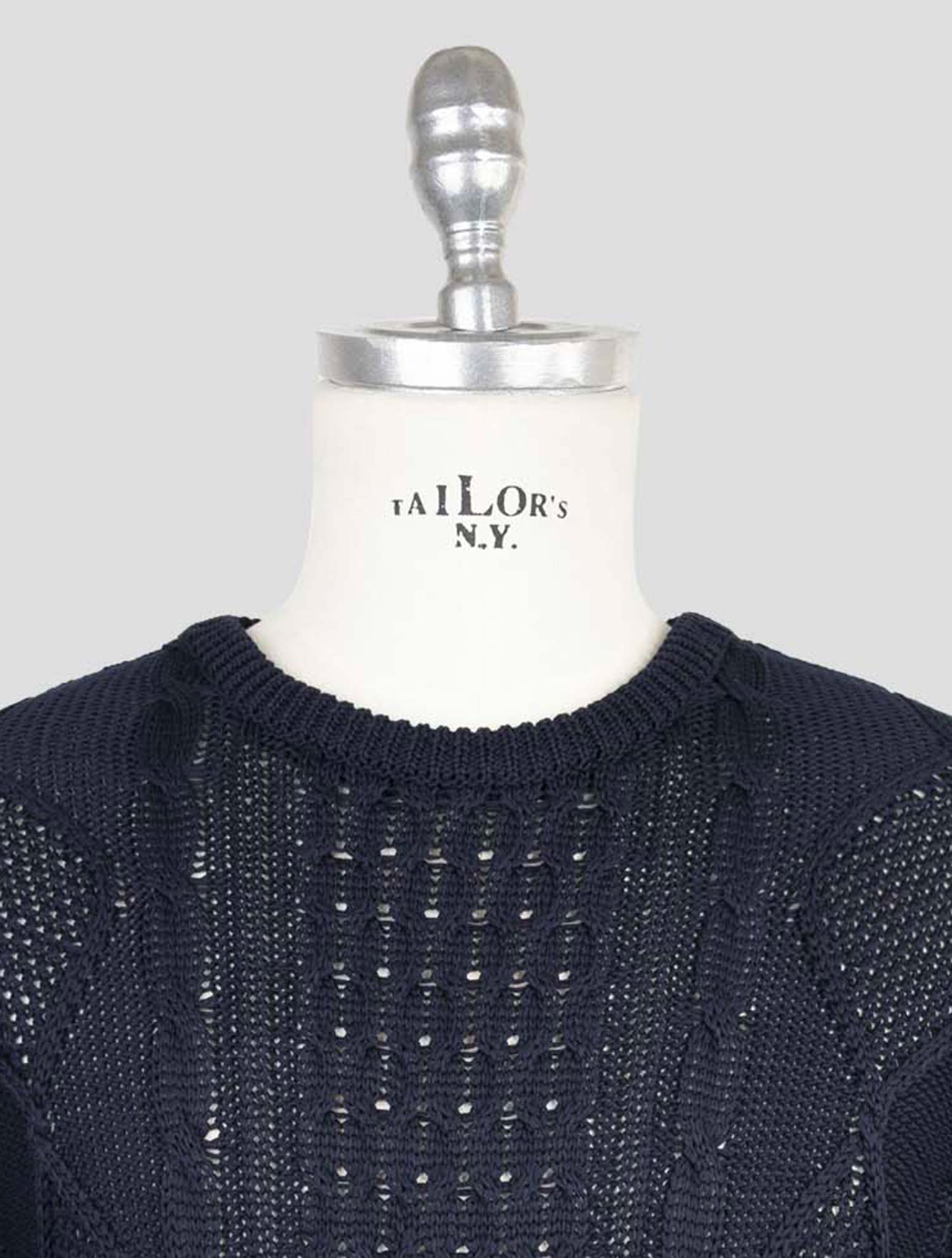 Kiton Blue Cotton Sweater Crewneck