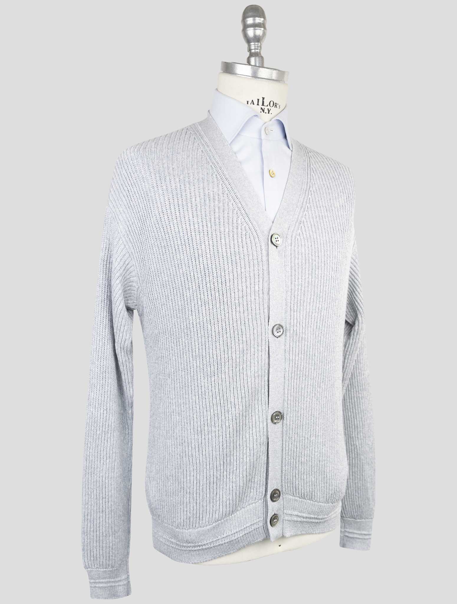 Kiton Gray Cotton Silk Sweater Cardigan