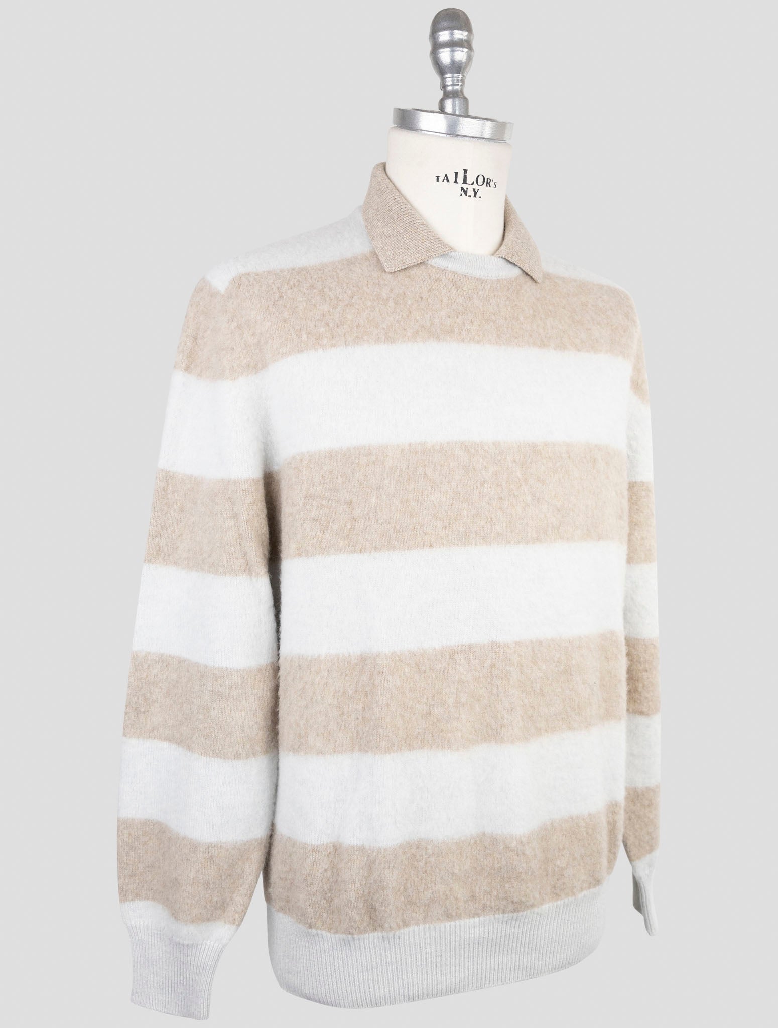 Kiton Gray Brown Cashmere Sweater Polo