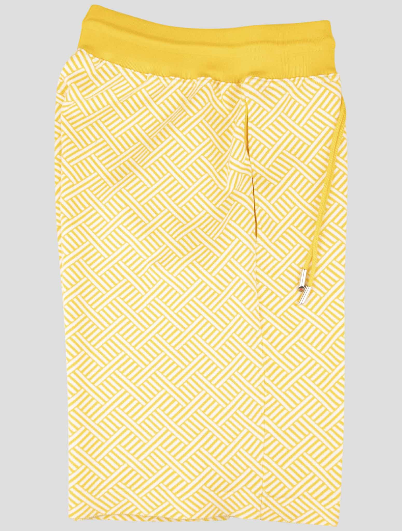 Kiton Yellow White Cotton Short Pant