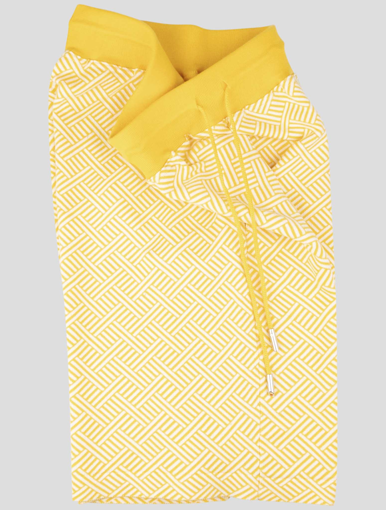 Kiton Yellow White Cotton Short Pant
