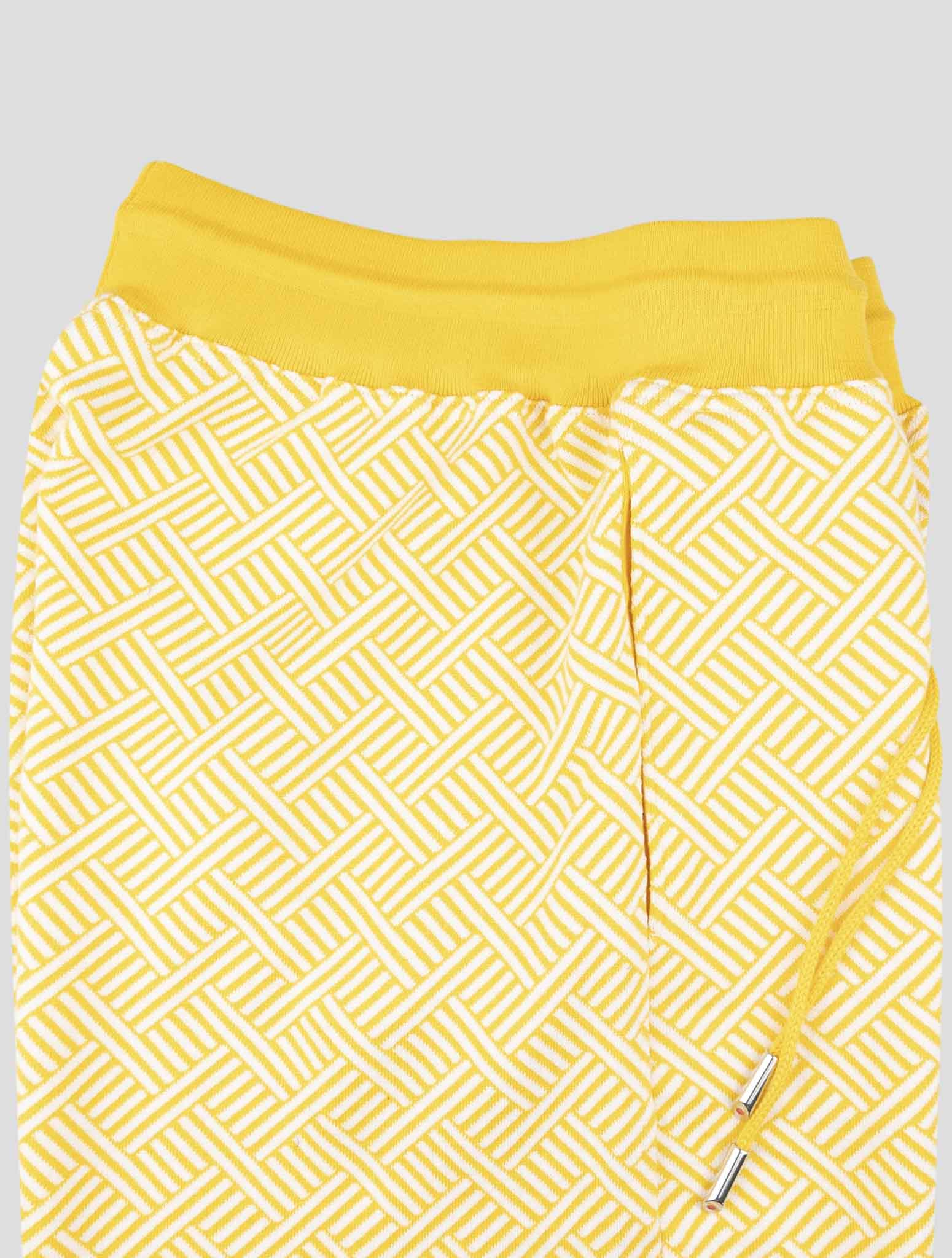 Kiton Yellow White Cotton Short Pant