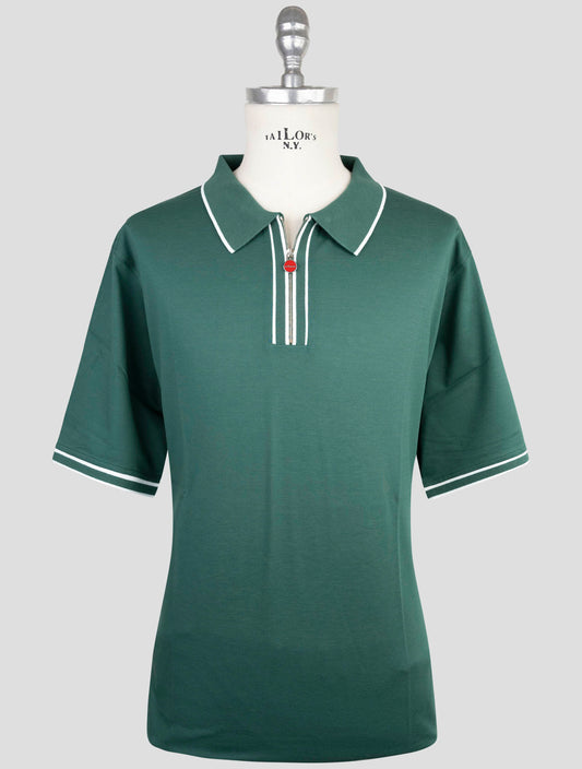 Kiton Green Cotton Polo Half Zip