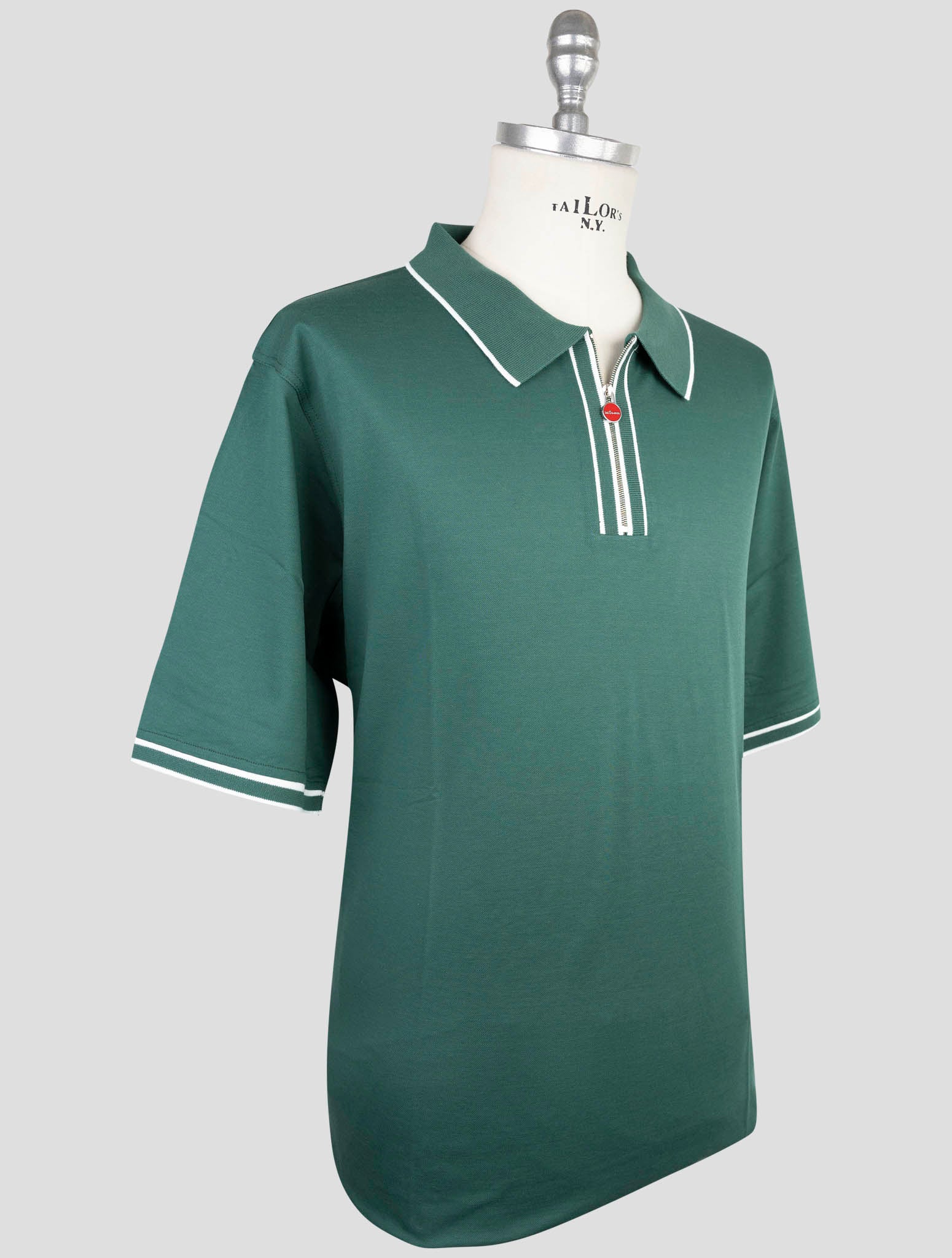 Kiton Green Cotton Polo Half Zip