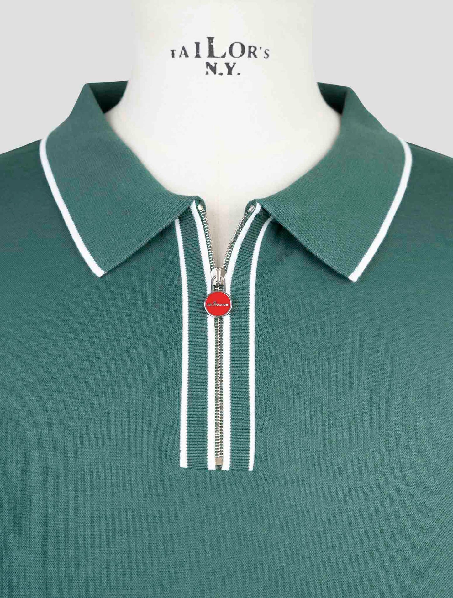Kiton Green Cotton Polo Half Zip
