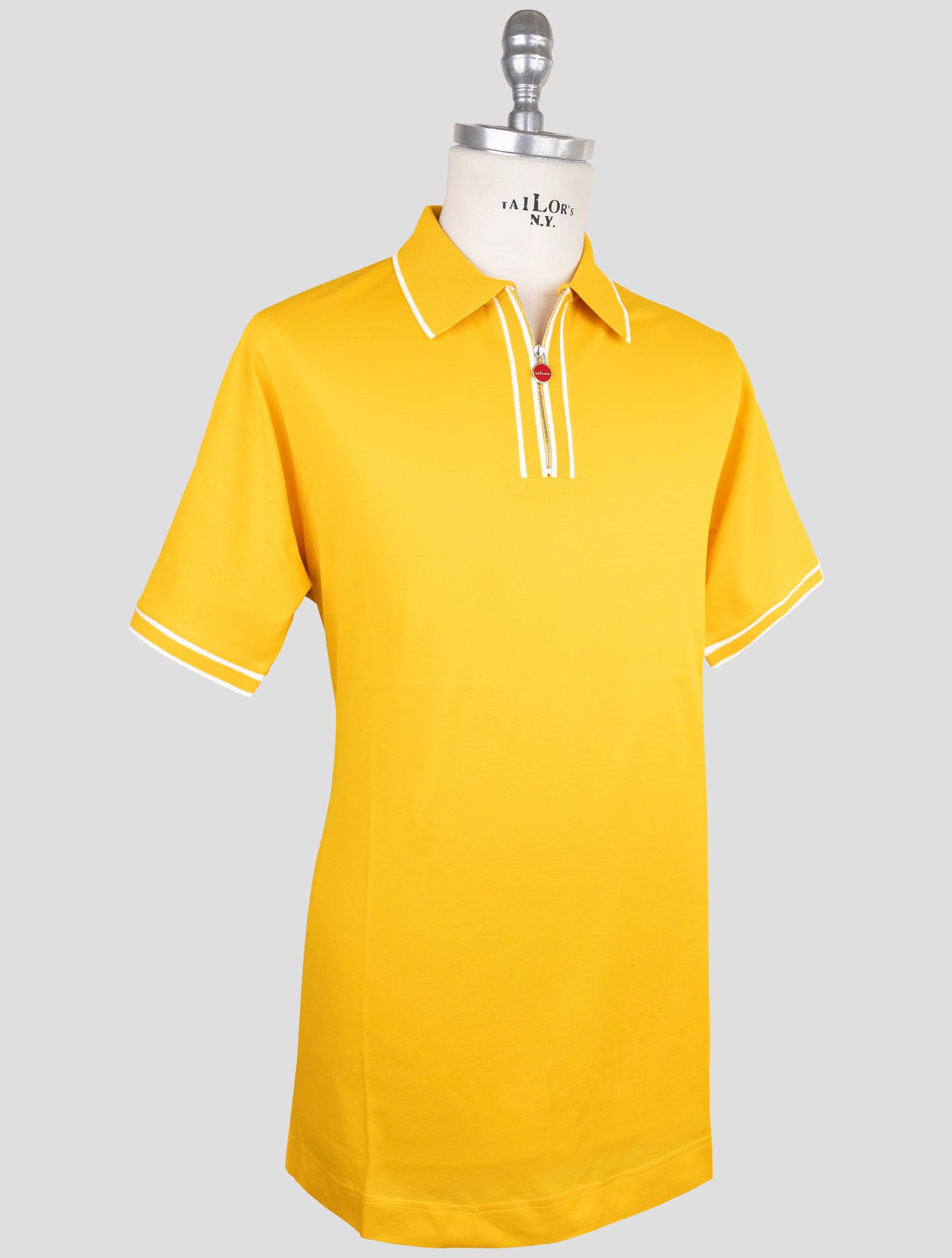 Kiton Yellow Cotton Polo Half Zip