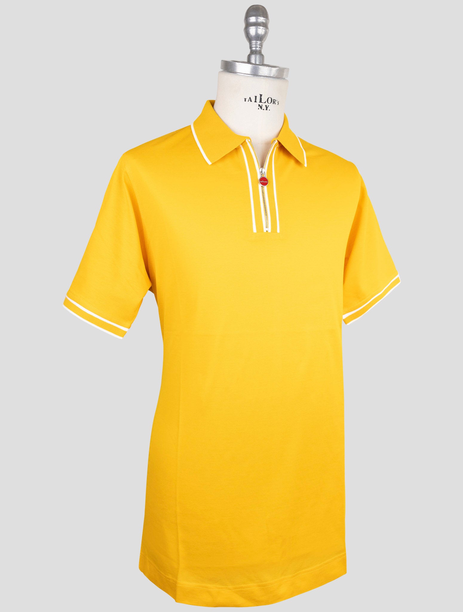 Kiton Yellow Cotton Polo Half Zip