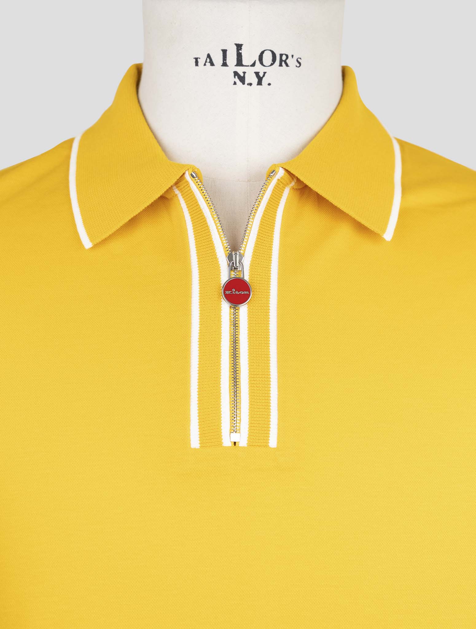 Kiton Yellow Cotton Polo Half Zip