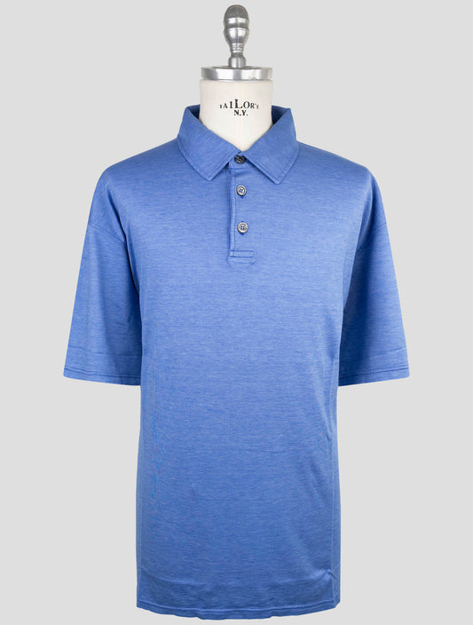 Kiton Blue Silk Cotton Polo