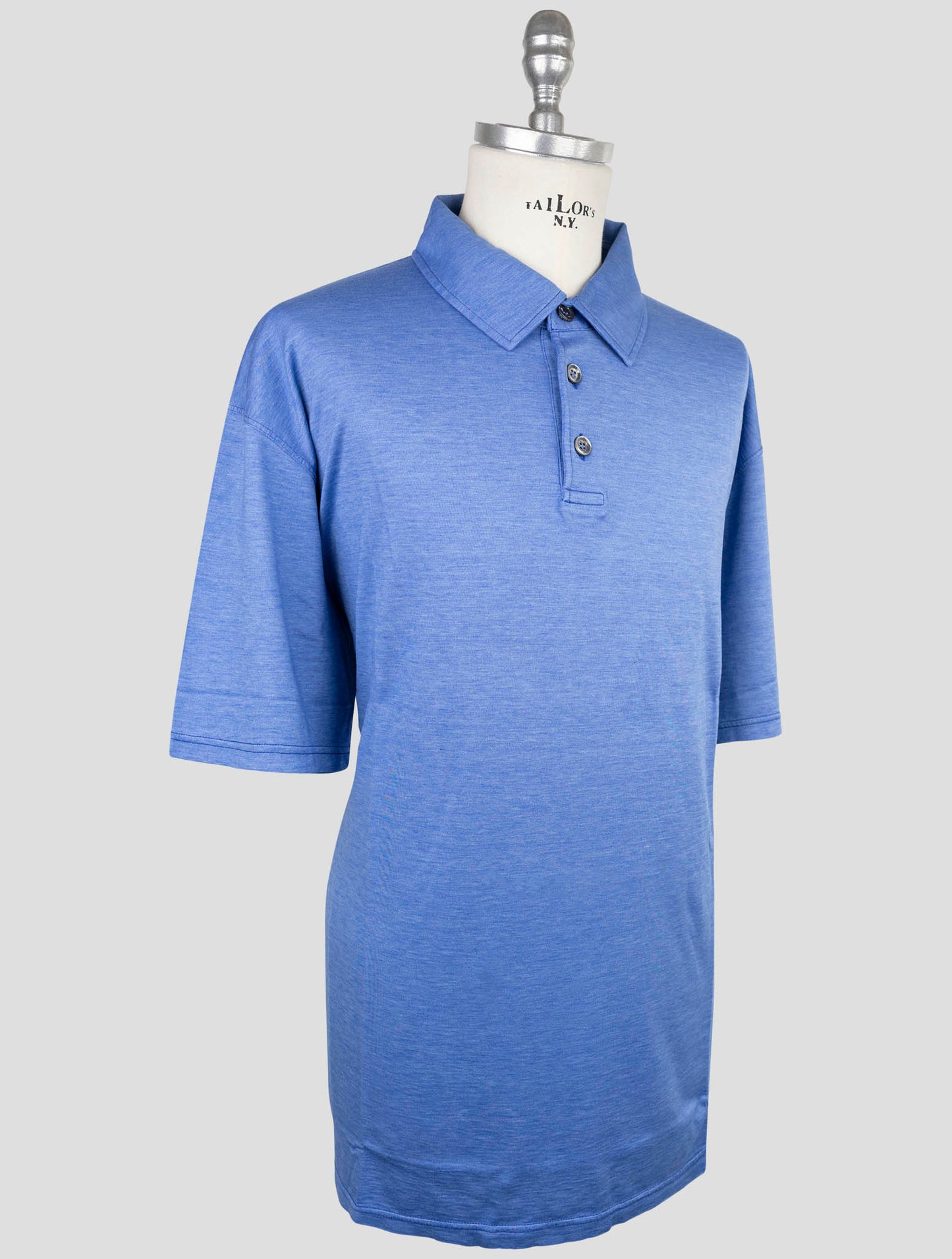 Kiton Blue Silk Cotton Polo