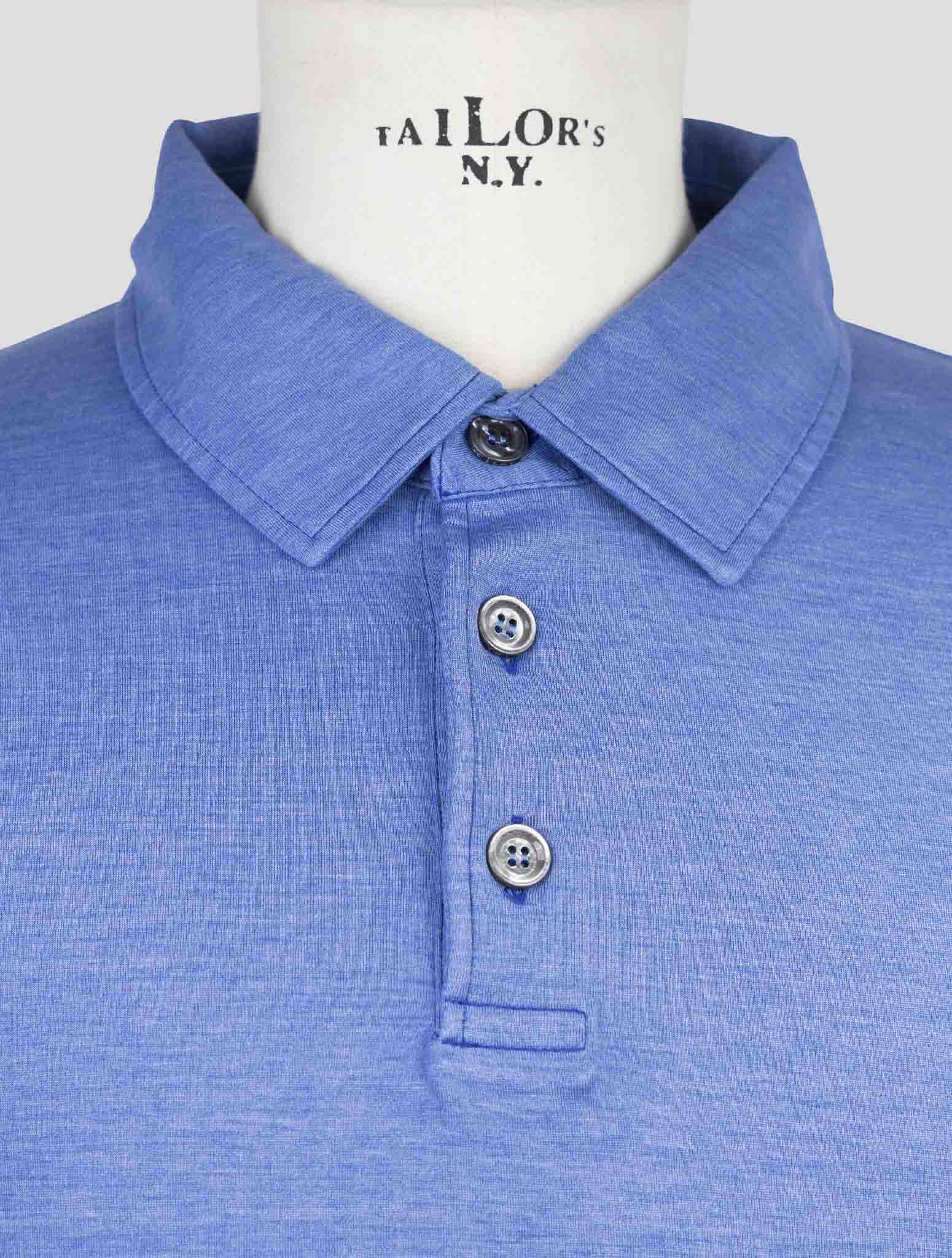 Kiton Blue Silk Cotton Polo