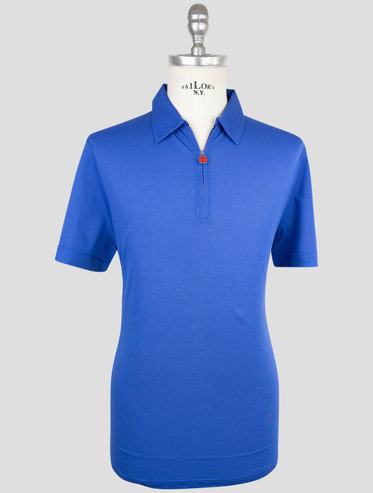Kiton Blue Cotton Polo Half Zip