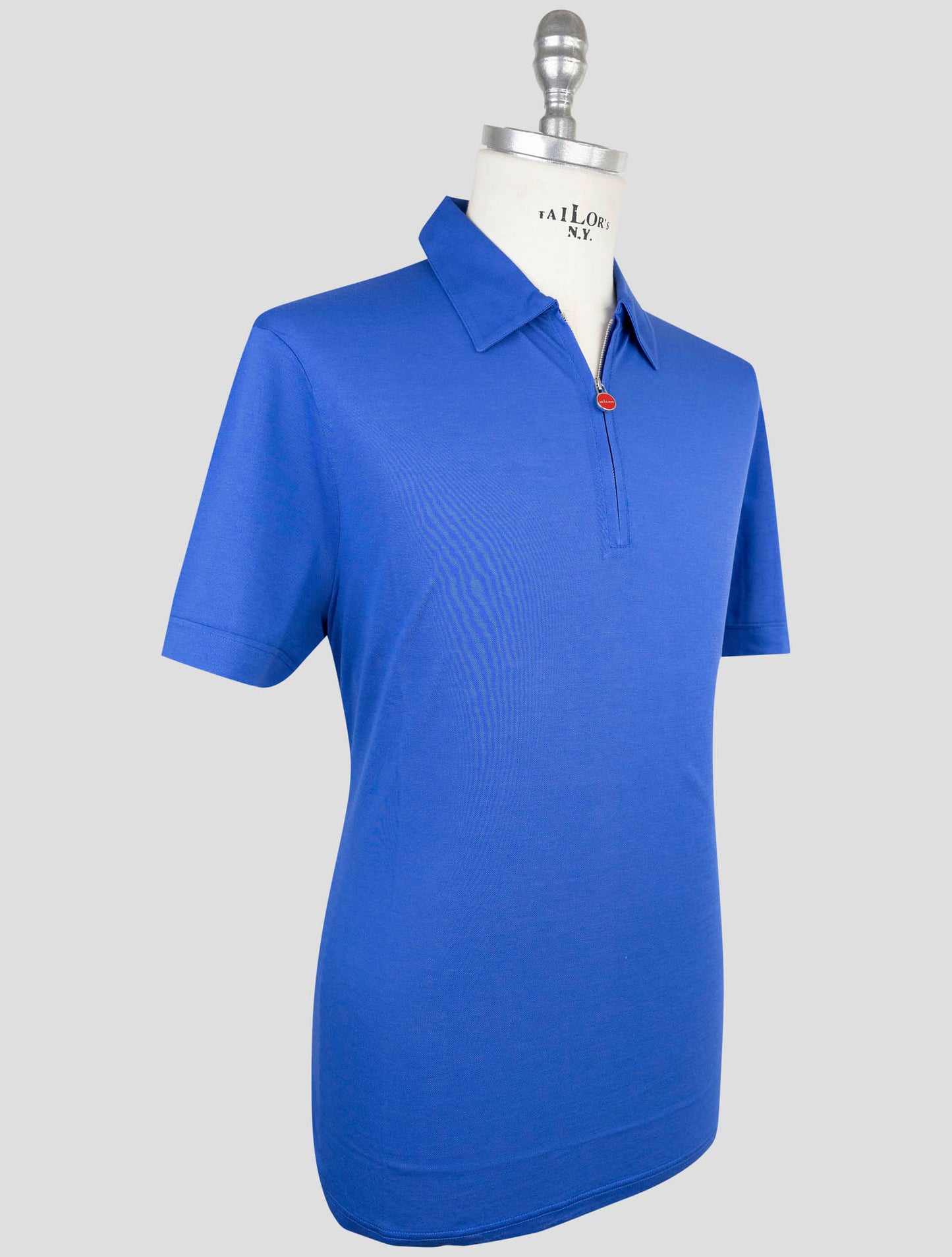 Kiton Blue Cotton Polo Half Zip
