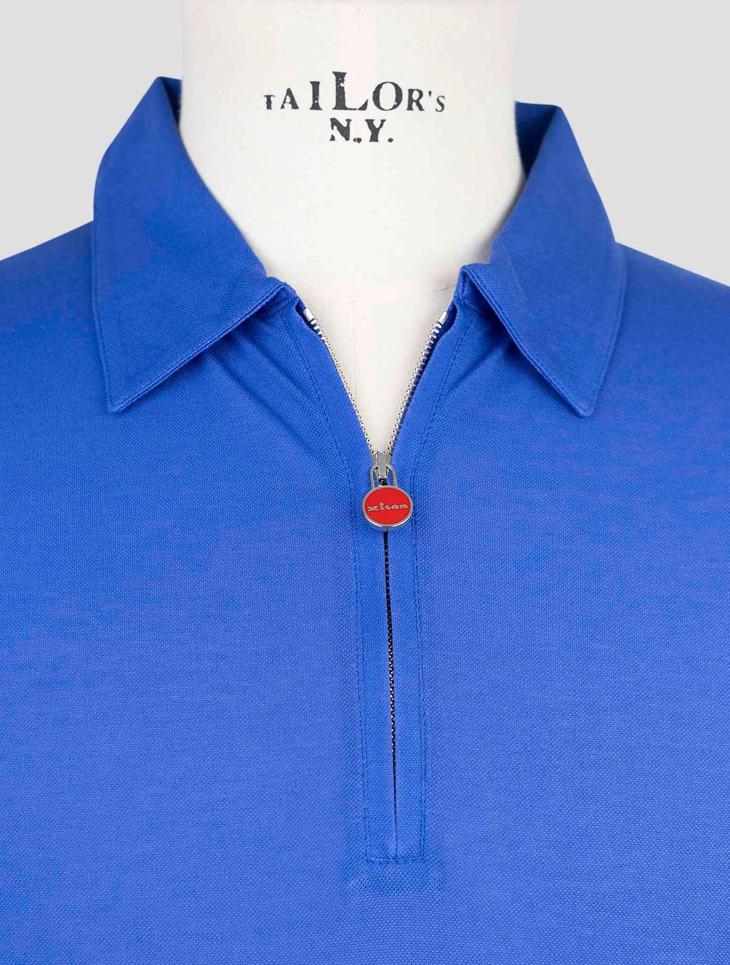 Kiton Blue Cotton Polo Half Zip