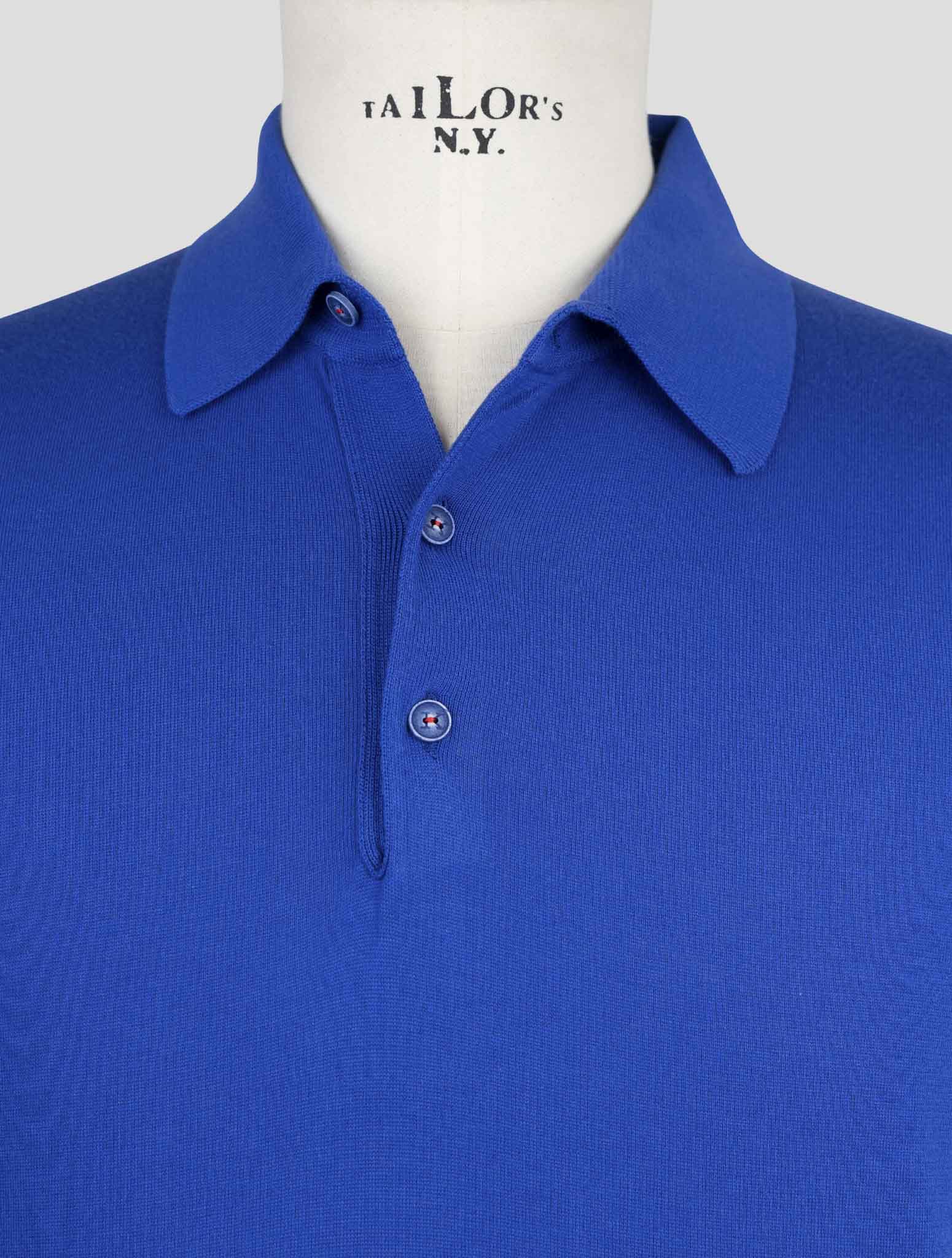 Kiton Blue Cotton Polo