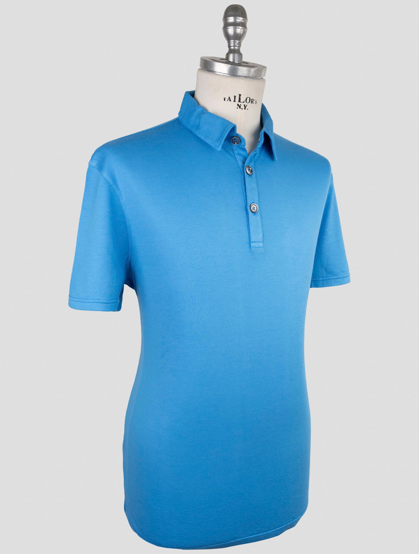 Kiton Light Blue Cotton Cashmere Polo