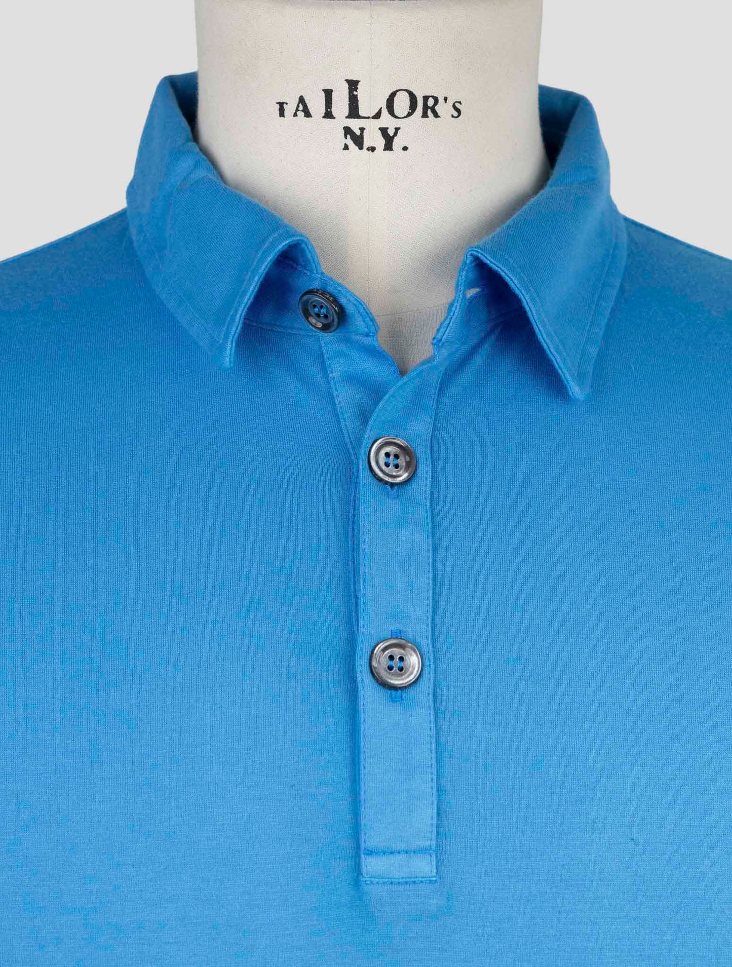 Kiton Light Blue Cotton Cashmere Polo