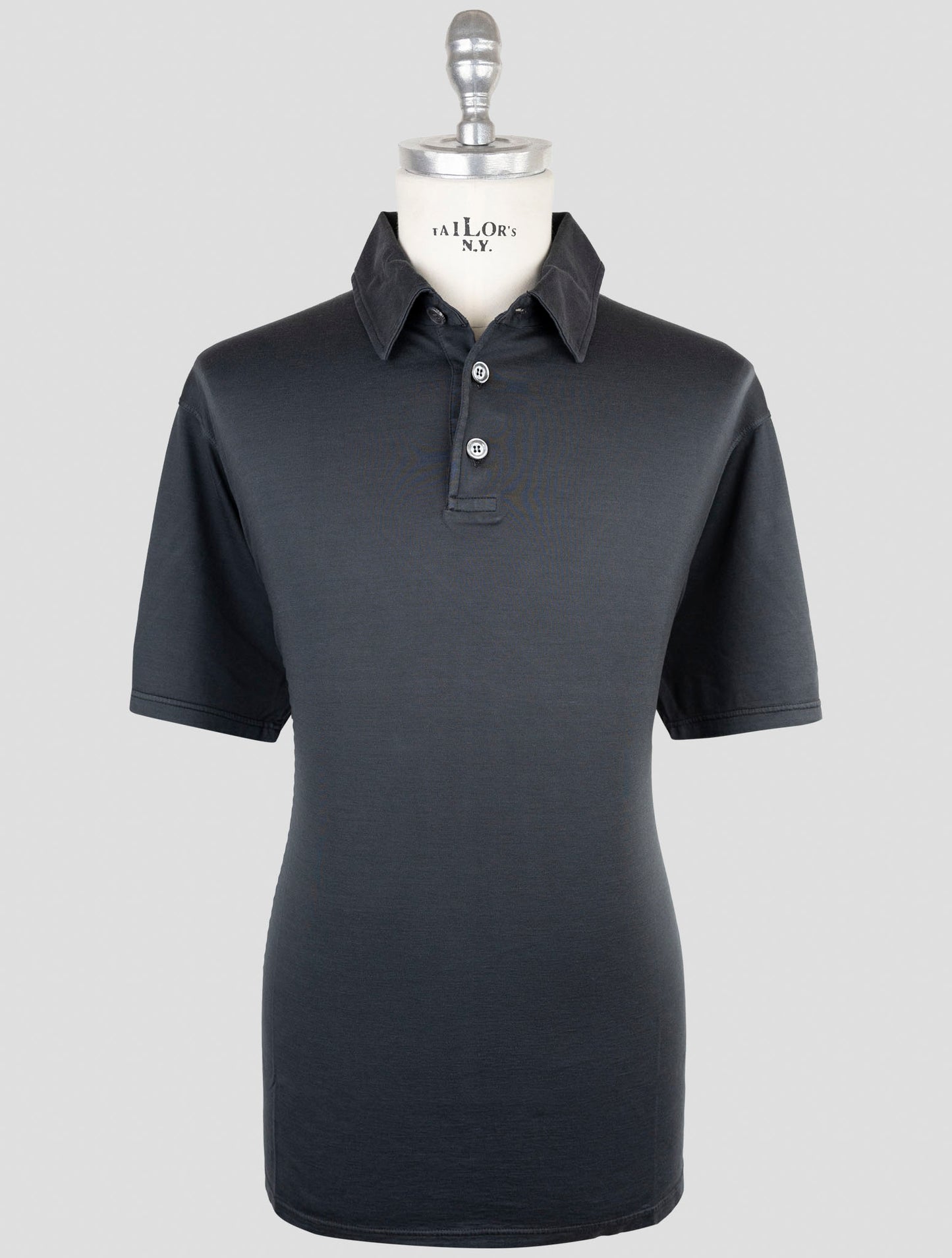 Kiton Dark Gray Silk Cotton Polo