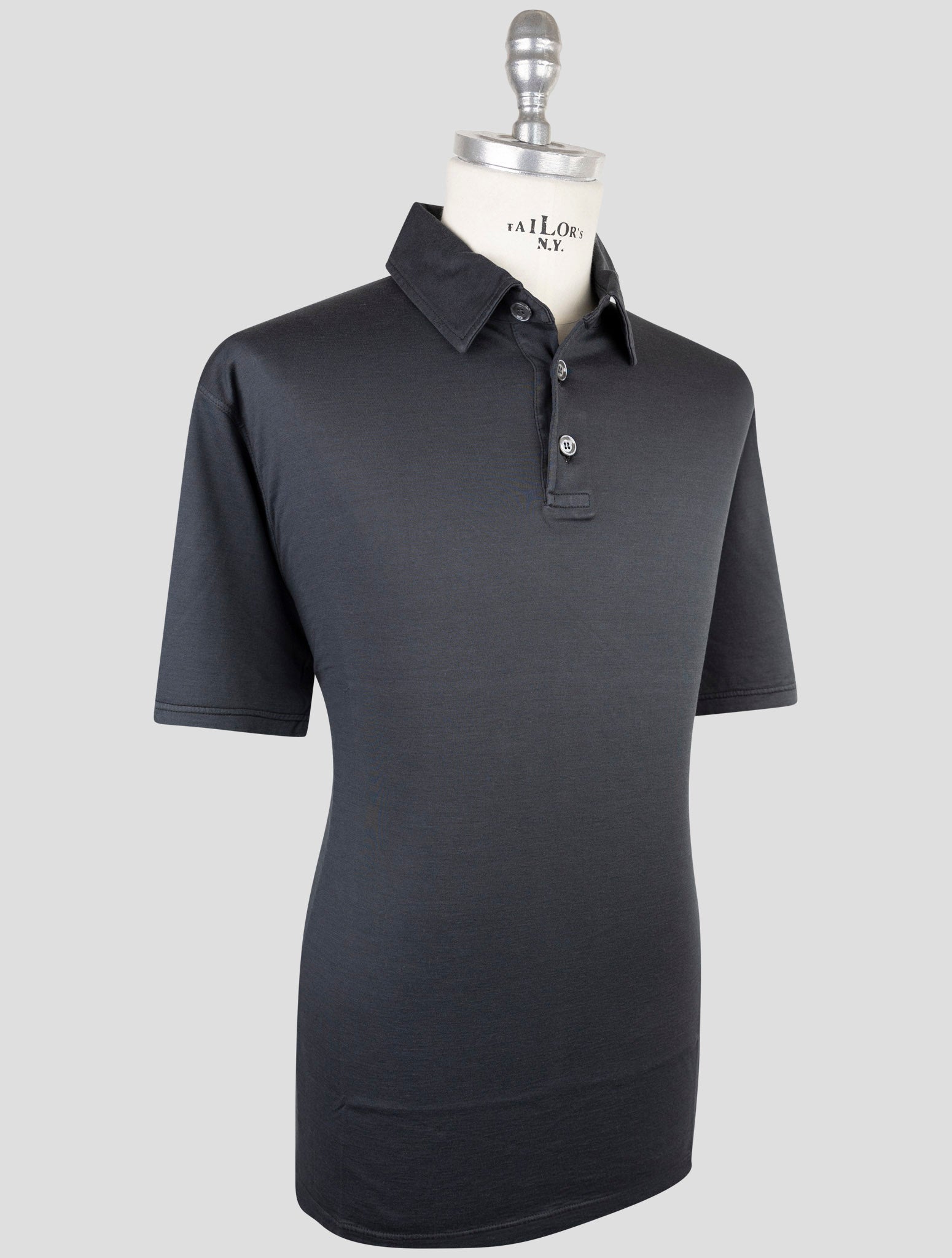 Kiton Dark Gray Silk Cotton Polo