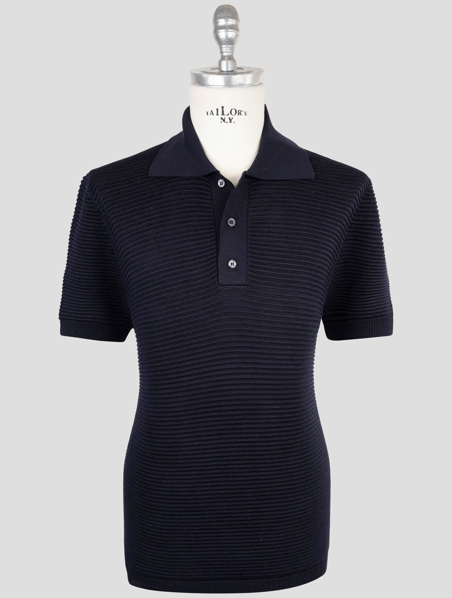 Kiton Blue Silk Cotton Sweater Polo